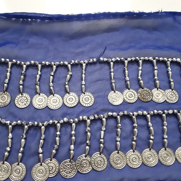 Blue Belly Dancing Sashes/Hip Scarves - Picture 5 of 6